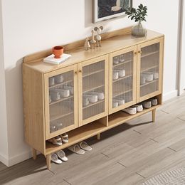 Solid wood shoe cabinet, Nordic all solid wood household doorstep, modern and simple Japanese style large capacity entrance