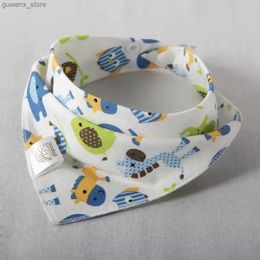 Bibs Burp Cloths Baby bib high-quality triangle double-layer cotton cartoon animal print baby bib baby bib Burp Cloth baby supplies Y240412