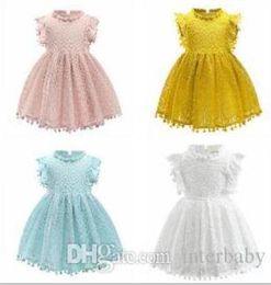 Girls Dresses Tassel Lace Princess Dresses Kids Designer Clothes Solid Hollow Dress Party Summer Dress Dance TUTU Fashion Dress AY9061400