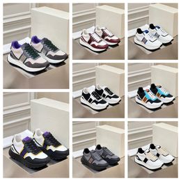 2024 new top Multi material patchwork of cowhide with contrasting colors men women thick soled lace up black blue white sports fashionable and versatile casual shoes