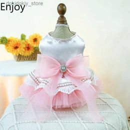 Dog Apparel Cat Do Princess Dress Sprin and Summer Fluffy auze Skirt Cute Pink Bow Dress Little Sweetheart Weddin Dress Pet Clothin L49