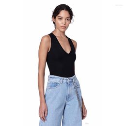 Women's T Shirts Instagram Solid Colour Sleeveless Triangle Snap-on Jumpsuit Vest