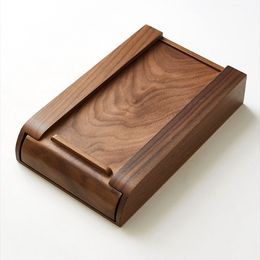 Under Desk Self Stick Bamboo/Walnut Adhesive Storage Box Wooden Drawer Stationery Container Home Storage Slide Out Desktop