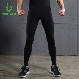 Pants VANSYDICAL Men Compression Pants Running Tights with Reflective Striped Basketball Legging Workout Elastic Waist Trousers