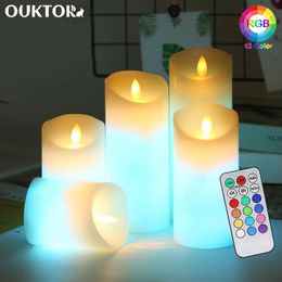 RGB LED Candle Lights with Remote Control Timer Flameless Tea Candles Night for Home Wedding Birthday Party Decoration 240412