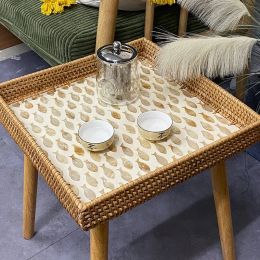 Handmade Rattan Shell A Variety Of Colorful Studs Storage Household Coffee Table Light Luxury Modern Senior Small Side Table
