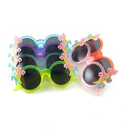 Fashion Kids Sunglasses Flash Powder Unicorn Round Frame Child Sun Glasses Colorful Cute Baby Eyewear 6 Colors5944051