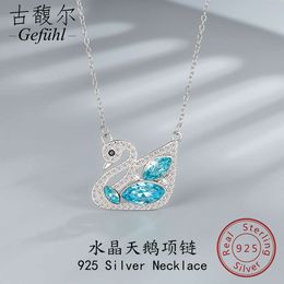 Sheins925 Sterling Silver Blue Swan Necklace Womens High End Versatile Jewellery