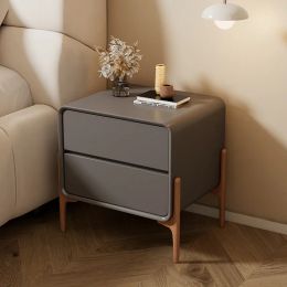 Creative Nordic Wind Bedside Table Modern Italian Light Luxury Leather Bedroom Shelf Mini Bedside Cabinet