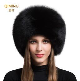 Ladies 100 Real Fox Fur Hat Women Winter Warm Luxury Ski Head Ear Warmer Earmuff y Sheepskin Warm Snow Cap 2010199522151