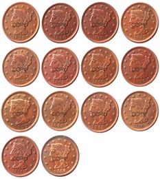 us coins full set 18391852 14pcs different dates for chose braided hair large cents 100 copper copy coins4840728