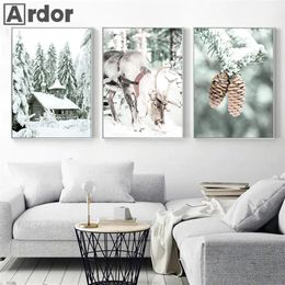 Snow Forest Wall Art Canvas Poster Winter Landscape Print Painting House Posters Nordic Wall Pictures Living Room Home Decor