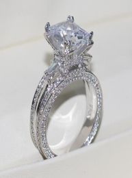 Vecalon Women Big Jewellery ring Princess Cut 10ct Diamond stone 300pcs Cz 925 Sterling Silver Engagement Wedding Ring Gift6547003