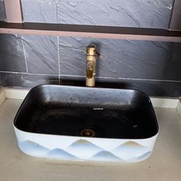 Ceramics Bathroom Sink Fixture Small Apartment Bathroom Countertop Basin Household Toilet Splash-Proof Water Design Wash Basin