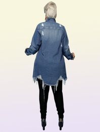 Women039s Plus Size Outerwear Coats Denim Outwear for Women Full Sleeve Single Breasted Long Jean Coat Female Clothing Top Outf5991287