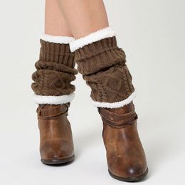 1Pair Women Knitted Ankle Leg Warmers Thickened Knee Warmers Woollen Winter Boot Covers Fleece Crochet Boot Cuffs Toppers Socks