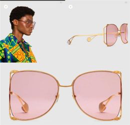 new fashion design sunglasses 0252 large frame round metal hollow frame top quality lightcolored decorative sunglasses popular sty6248704