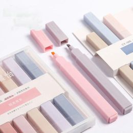 6pcs/box Soft Tip Highlighter Marker Pens Morandi Art Markers for Journal Planner Korean Stationery Graffiti Pen Office Supplies