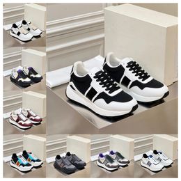 New top Luxury Multi material patchwork of cowhide with contrasting colors men women thick soled lace up white sports fashionable and versatile casual shoes