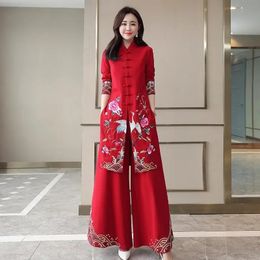 Chinese style Ancient Hanfu Woman Midi Qipao Two Cuts Set Traditional Chinese Clothes Tang Dress Change Oriental Clothes 240409