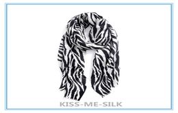 KMS Black and white zebra stripe wool scarf shawl thin allmatch scarf shawl dualuse for Women 20070CM110G3814738