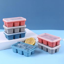 6 Grid Ice Cube Maker Trays for Freezing Mould Quick Freezer Household Refrigerator Ice Cream Model Silicone Bottom Kitchen Tools