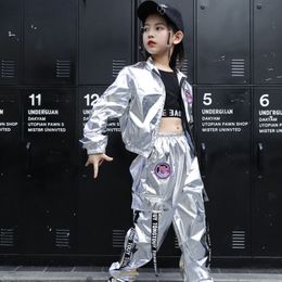 Boys Hip Hop Jacket Girl Jazz Jogger Pants 2 Pcs Set Kids Sequins Street Dance Outfit Teen Shining Children Costume Streetwear