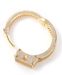 Mens Punk Handcuff Bangle Iced Out Gold Bracelet Vintage Fashion Hip Hop Bracelets Jewelry3567516
