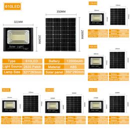 New LED Flood Lights Outdoor Waterproof Reflector 362Led 610Led 1088Led Solar Powered Spotlight With Remote Control