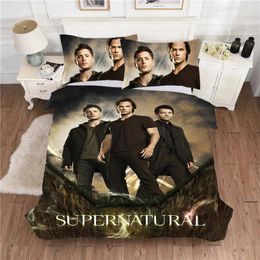 Bedding Sets 3pcs Supernatural Bed Linen Duvet Covers Pillowcases Kids Set Superna Comforter Bedclothes King Size Dropship