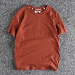 Men's T Shirts Fashionable Cotton Wash Wool Short-sleeved T-shirt American Casual Classic Solid Colour Base Shirt Tee