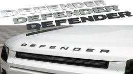 3D Stereo Letters Badge Logo Sticker ABS For Defender Head Hood Nameplate Black Grey Silver Decal Car Styling6579877