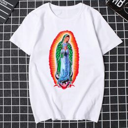 Virgin Mary Classic Print Tshirt Our Lady of Guadalupe Catholic Gift Graphic Vintage Shirt Summer Men Women Soft Shirt Tops Tee