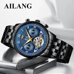 Wristwatches AILANG Fashion Mens Mechanical Watch Stainless Steel Waterproof Luminous Luxury Tourbillon Watches Men Relogio Masculino