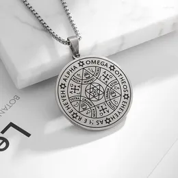 Pendant Necklaces Stainless Steel Fashion Pentagram Jewish Hebrew Letters Wicca Necklace Men Women Solomon Religious Amulet Jewellery