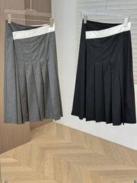 Skirts 2024 Women Fashion Sexy Casual Waist Wrap Wrong Lining Irregular Pleated Skirt 0326