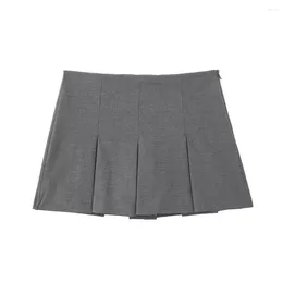 Skirts Summer Vintage Ladies Short Mini Solid Color High Waist Pleated Women Sexy Female Streetwear