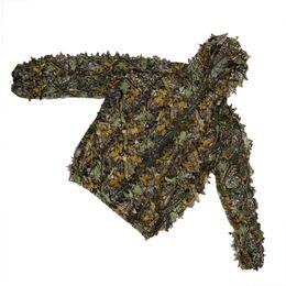 Outdoor Hunting Camouflage 3D Forest Leaf Hooded for Jacket Coat Pants Clothes Set Training Leaves Clothing Hunting Suit
