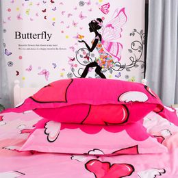 Girl Bedroom Removable Waterproof PVC Wall Sticker Home Decor Living Room Wing Flower Fairy Decorative Wall Decal