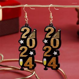 Stud Earrings Arrival Year 2024 Acrylic Dangle For Women Girls Fashion Number Snowflake Star Drop Party Office Jewellery Gifts