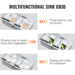 VEVOR 2PCS Sink Protector Grid Centred Drain Sink Grates with R50 Corner Radius Universal Bowl Rack Sink Accessory For Kitchen