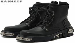 RASMEUP 6CM Punk Style Platform Women Ankle Boots Women039s Motorcycle Boot Fashion Ladies Chunky Shoes Metal Decor Black 201108917911423