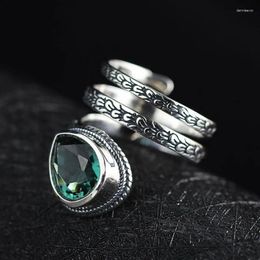 Cluster Rings BOCAI Real S925 Pure Silver Jewellery Thai Faceted Zircon Open Woman Ring Amorous Fashion Female