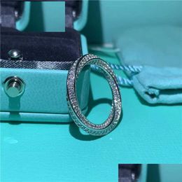 Wedding Rings Infinity Ring S925 Sterling Sier Micro Pave Moissanite Engagement Band For Women Party Jewellery Q231024 Drop Delivery Dhpva