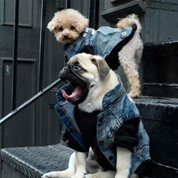 Fashion Dog Vest for Small Dogs French Bulldog Denim Coat Jacket Chihuahua Pug Puppy Pet Apparel PC0930 240412