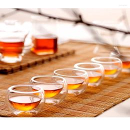 Cups Saucers Durable 6pcs/Set 50ML Clear Drinking Healthy Cup Heat Resistant Double Wall Layer Tea Water Flower