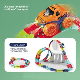Changeable Track with LED Light Up Race Car Track Flexible Railway Assembled Track Gift Child Racing Set for Kids Boys Gift Toy