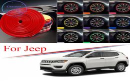 8M MultiColors Car Wheel Hub Rim Trim for Jeep Cherokee Compass Wrangler Edge Protector Ring Tire Strip Guard Rubber Stickers3845254