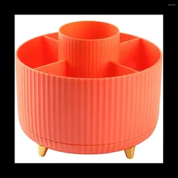 Kitchen Storage 5 Slots 360°Degree Rotating Organizers For Desk Cute Pencil Cup Pot Office School Home Art Supply(Orange)