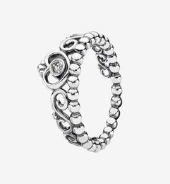 Cute Women's Princess Tiara Crown Ring 925 Sterling Silver Jewellery for CZ diamond Wedding Rings set with Original box1631667